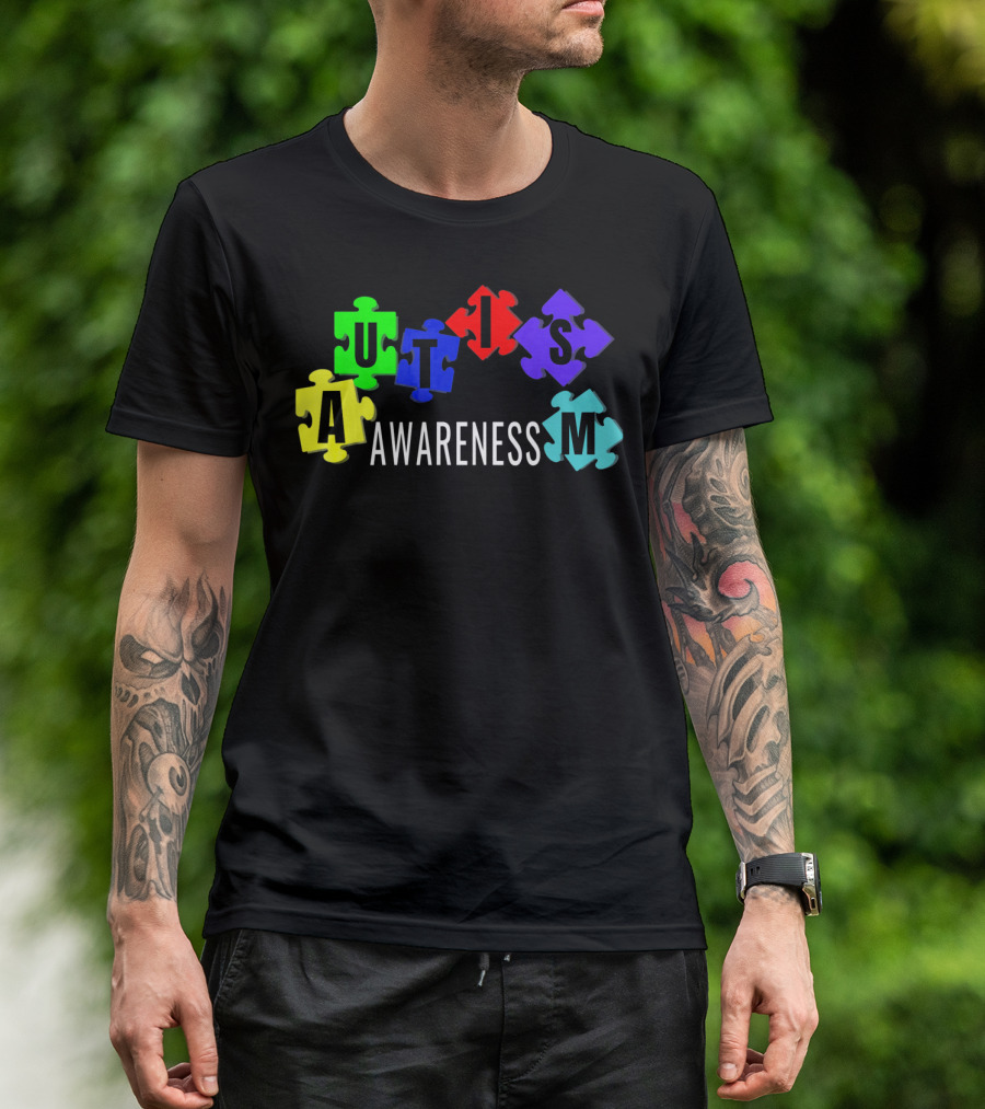 Autism Awareness Colorful Puzzle Pieces T-Shirt