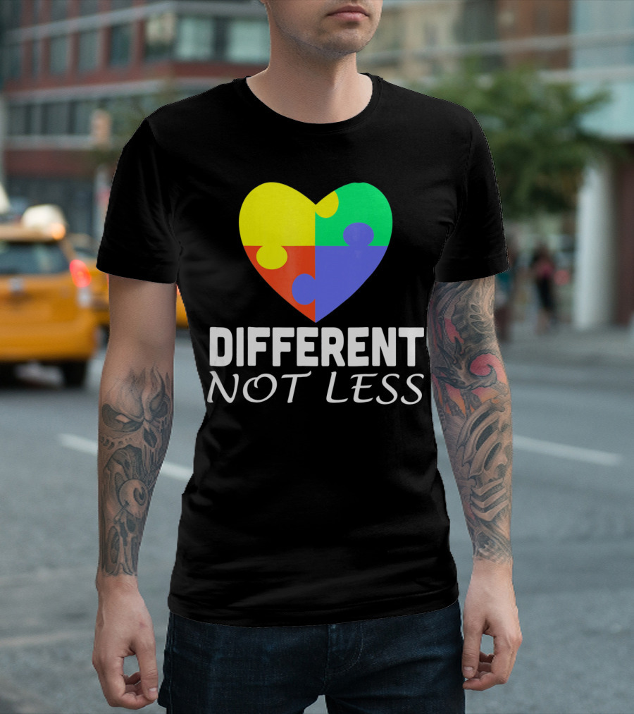 Different Not Less Autism Puzzle Piece Awareness T-Shirt