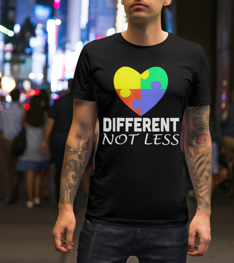 Different Not Less Autism Puzzle Piece Awareness T-Shirt