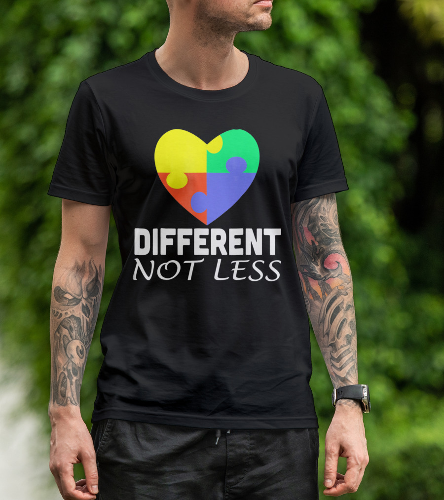 Different Not Less Autism Puzzle Piece Awareness T-Shirt