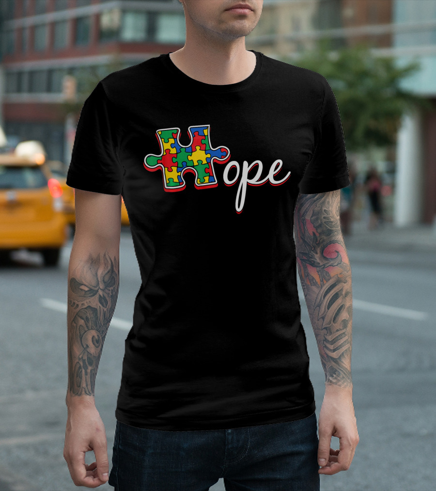 Autism Awareness Day Hope Puzzle Piece T-Shirt