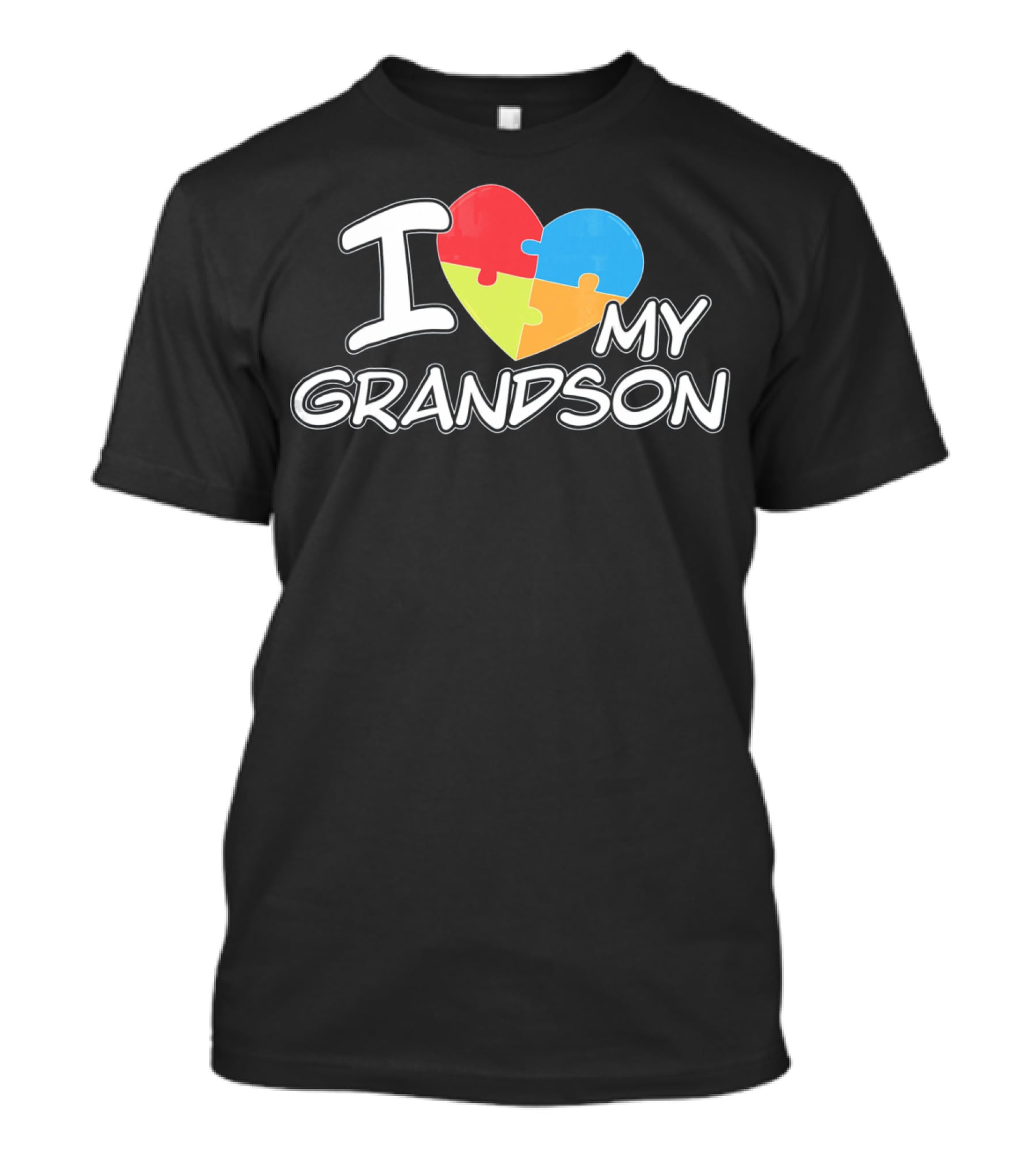 I Love My Grandson Puzzle Heart Autism Awareness T-Shirt