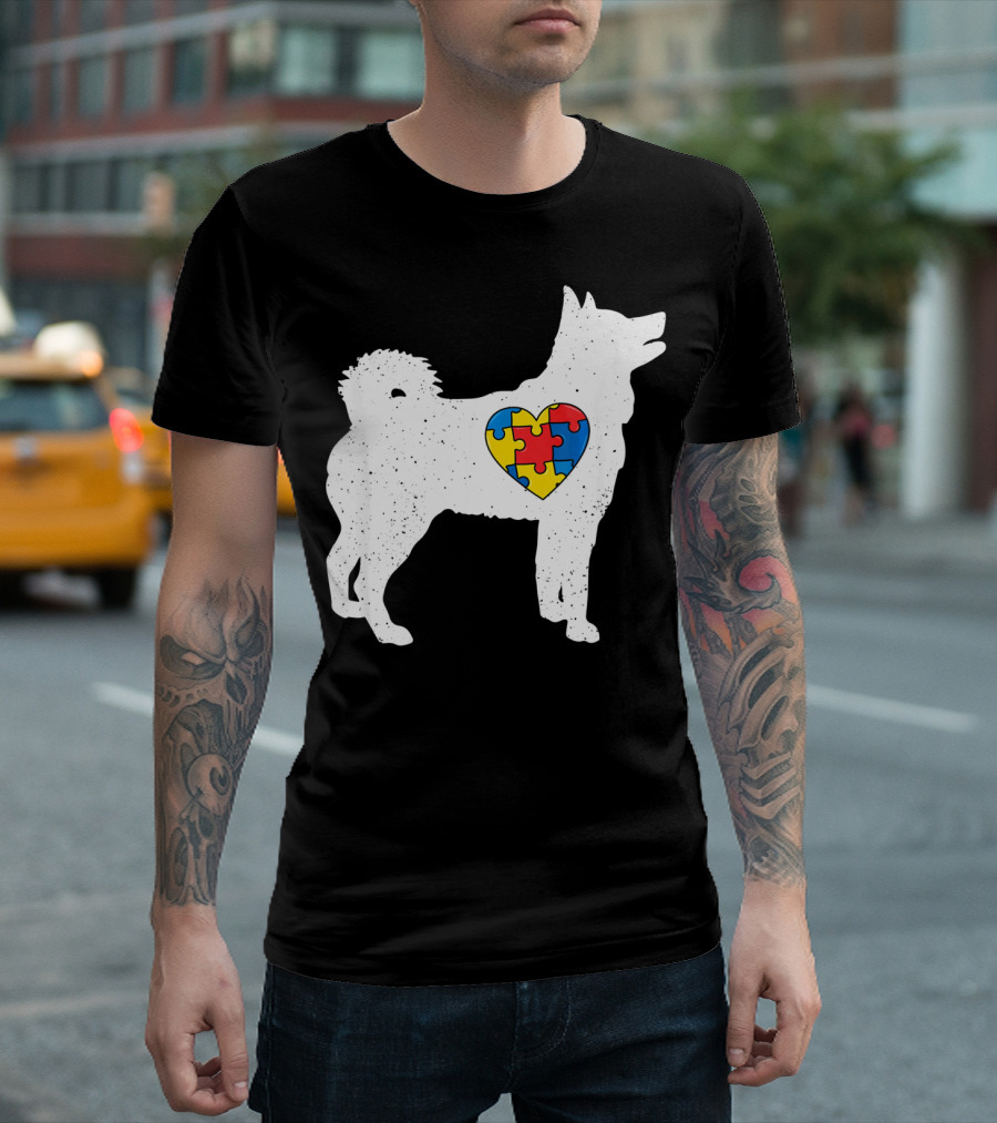Husky Autism Awareness Puzzle Heart T-Shirt
