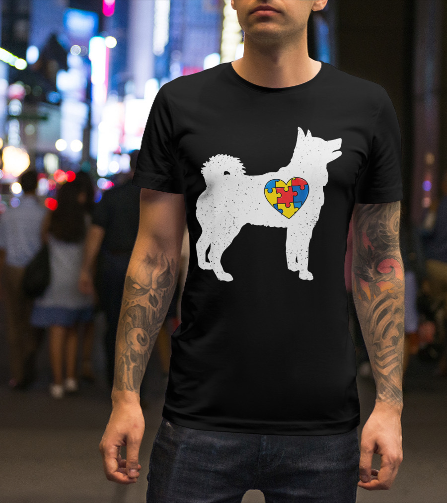Husky Autism Awareness Puzzle Heart T-Shirt