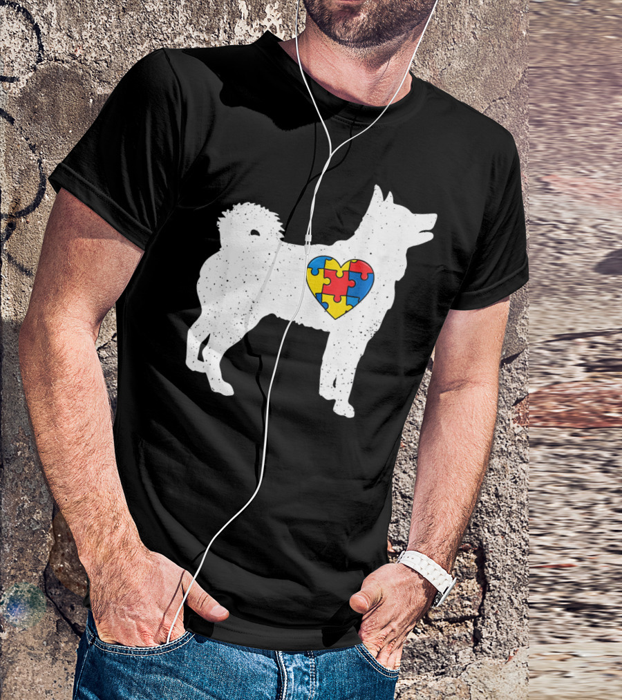 Husky Autism Awareness Puzzle Heart T-Shirt
