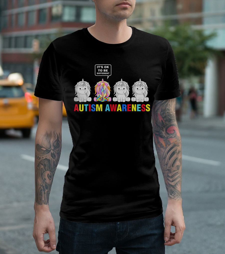 Autism Awareness Unicorn It's OK to Be Different T-Shirt