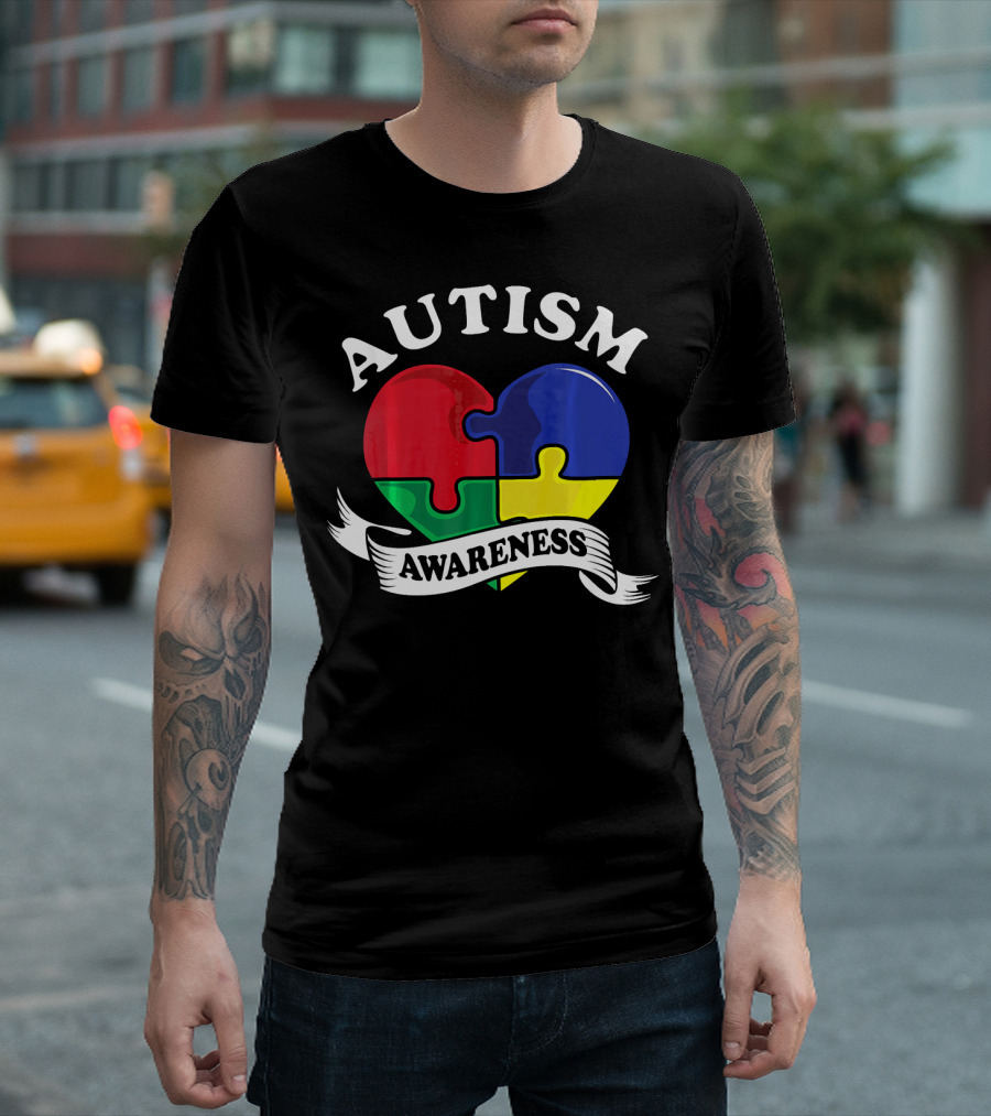AUTISM AWARENESS HEART PUZZLE PIECE T-Shirt