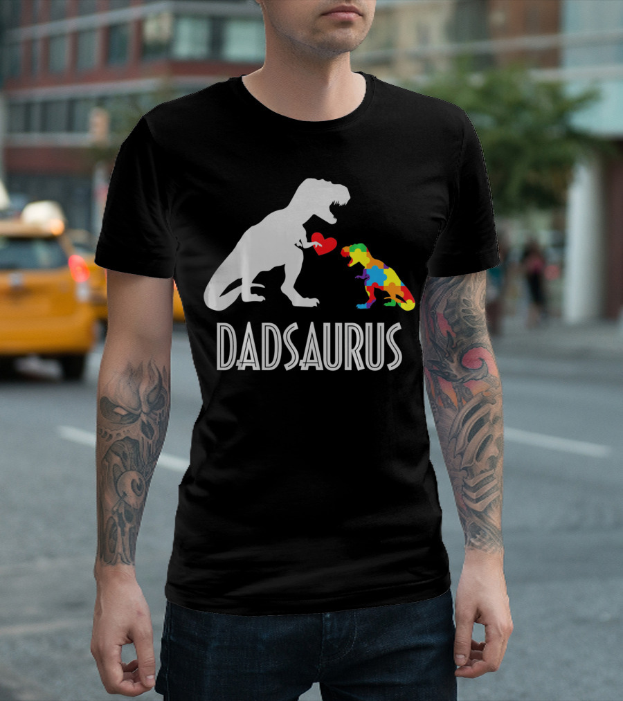 Dadsaurus Dinosaur Family Kids Autism Awareness T-Shirt