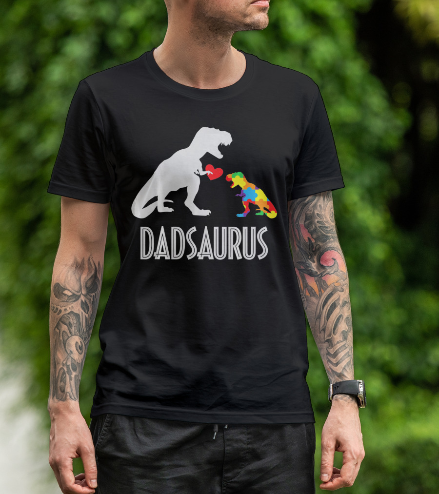 Dadsaurus Dinosaur Family Kids Autism Awareness T-Shirt