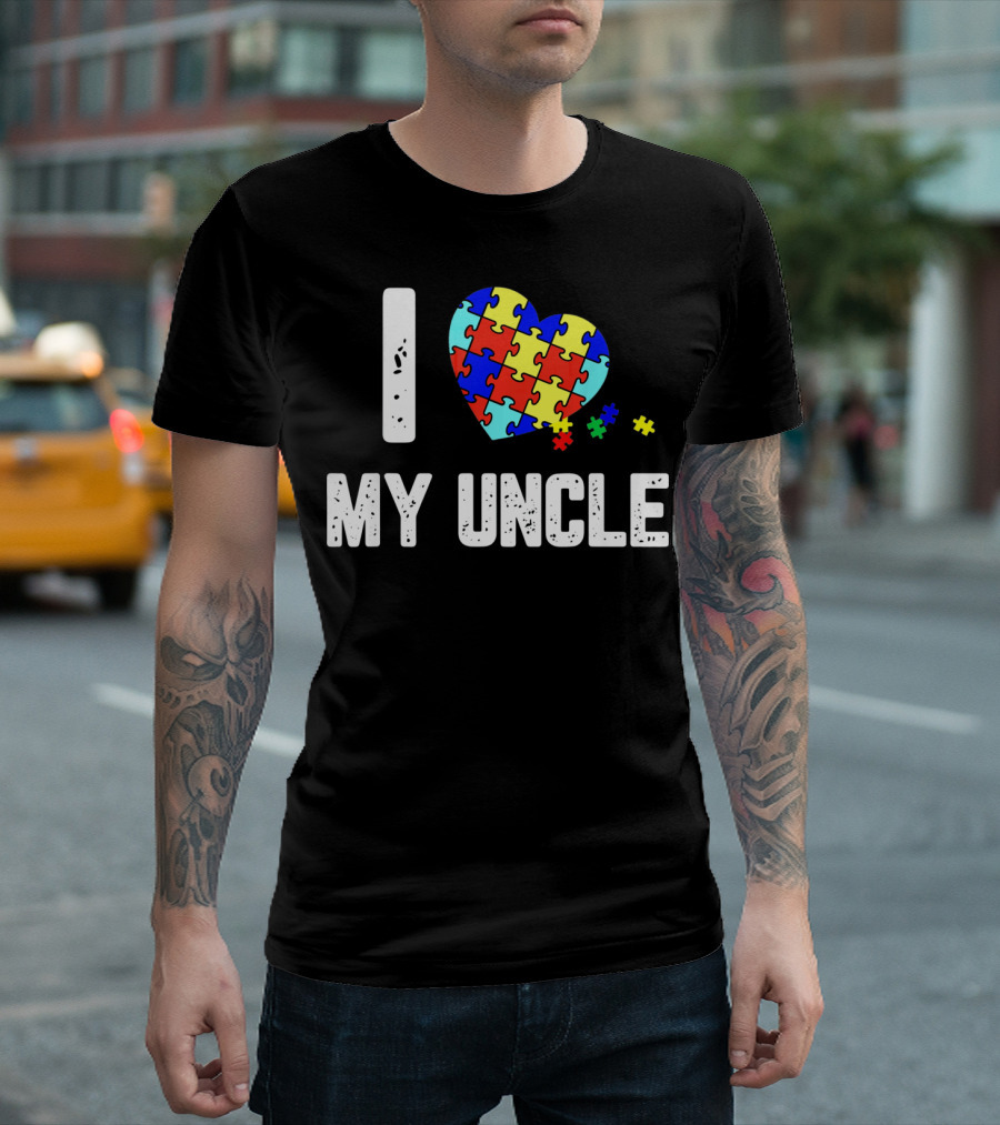 I Love My Uncle Autism Puzzle Heart Awareness T-Shirt