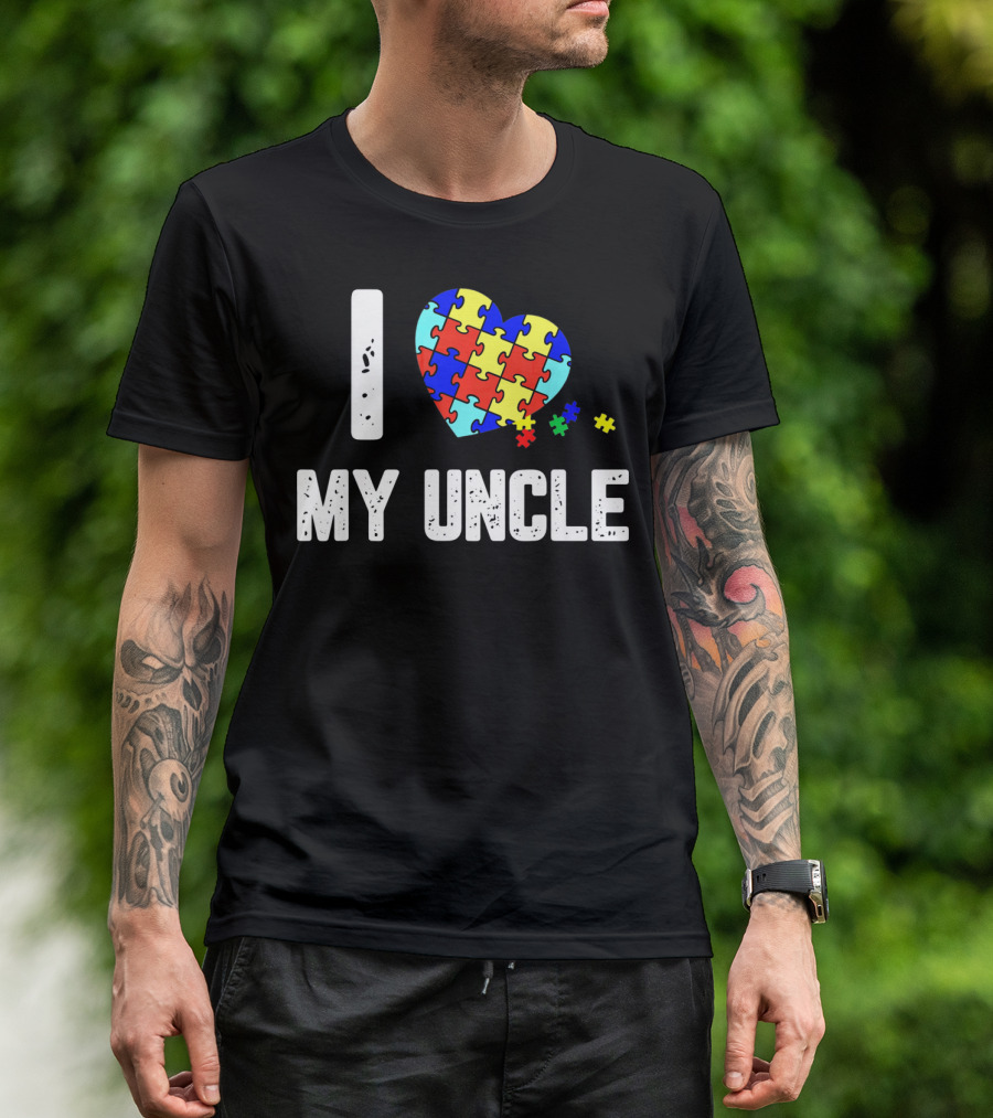I Love My Uncle Autism Puzzle Heart Awareness T-Shirt