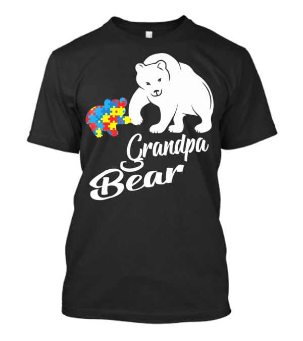 Grandpa Bear Autism Awareness Puzzle Bear T-Shirt