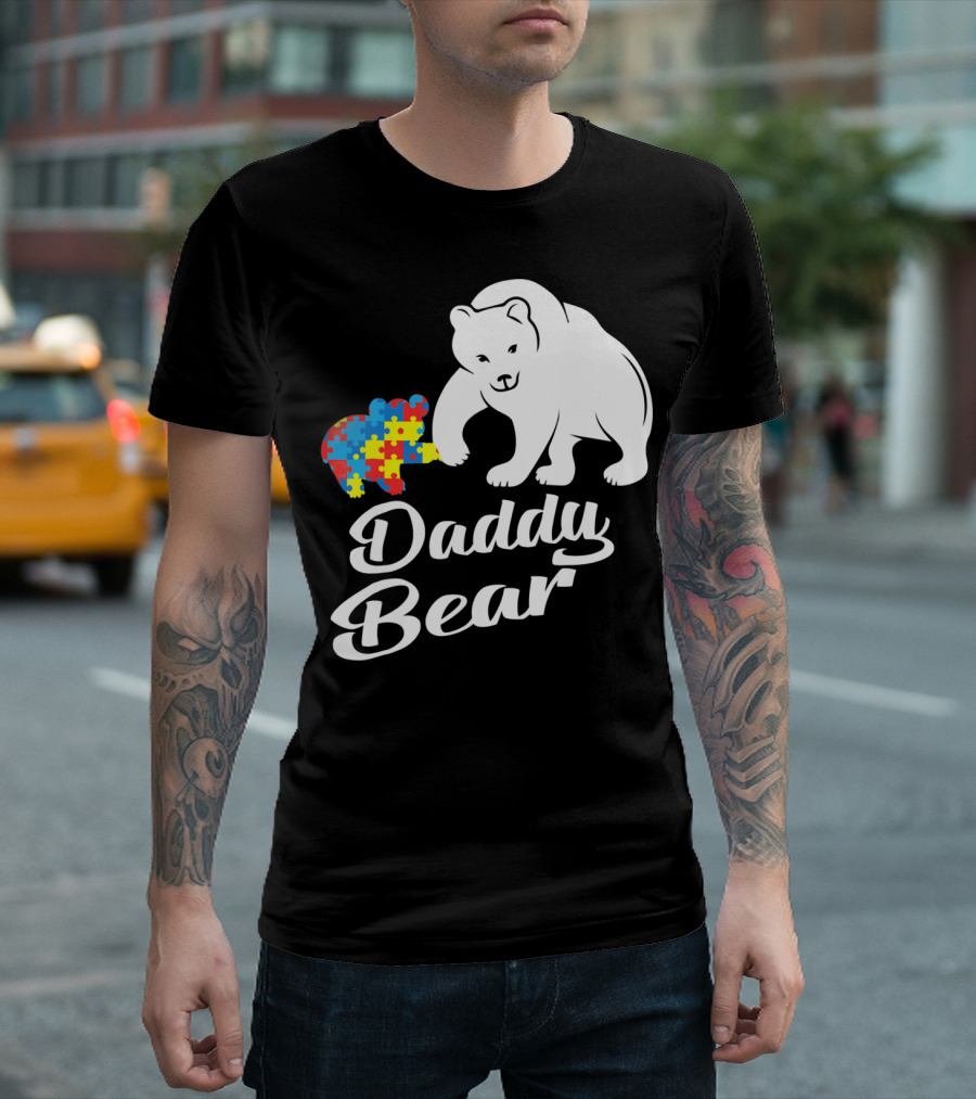 Daddy Bear Autism Puzzle Heart T-Shirt