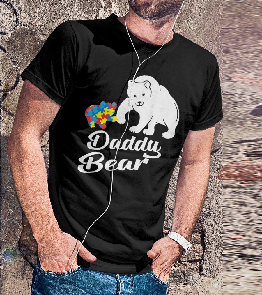 Daddy Bear Autism Puzzle Heart T-Shirt