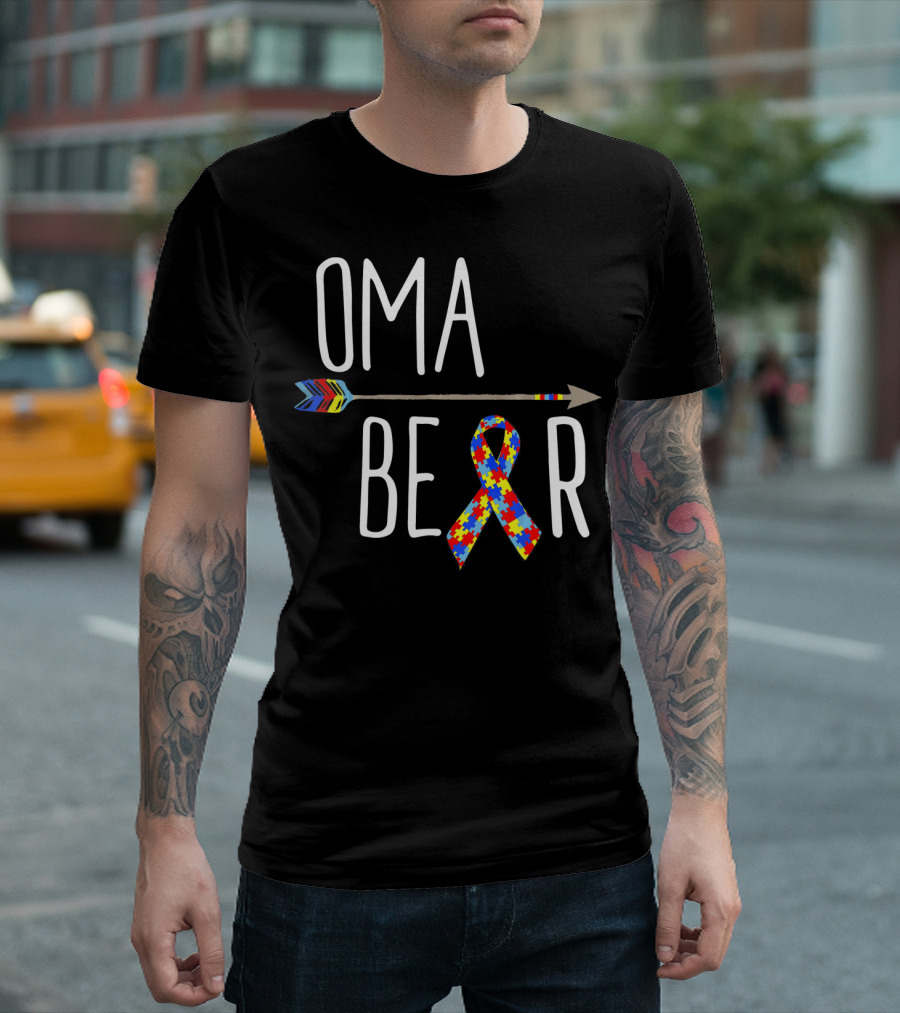 Oma Bear Autism Awareness Arrow Puzzle T-Shirt