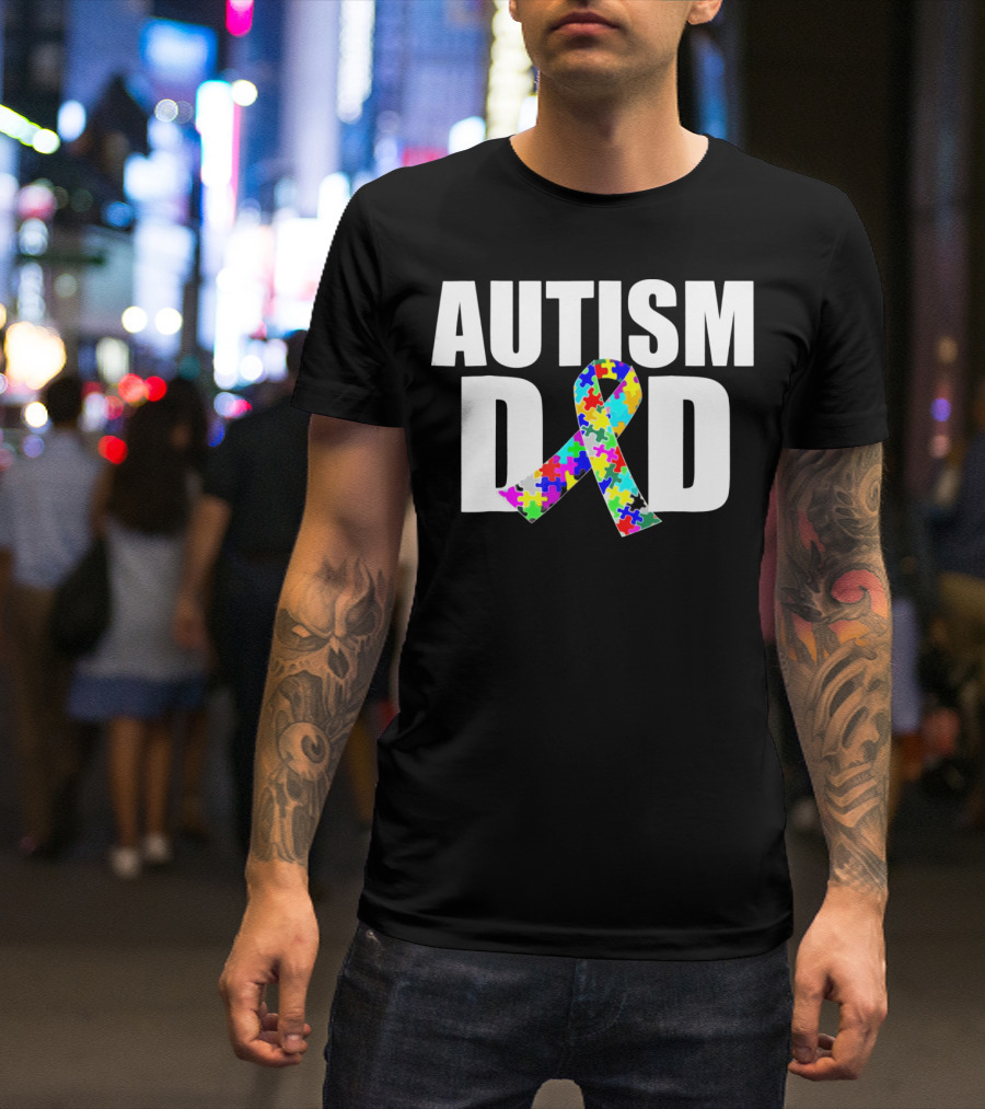 Autism Spectrum Awareness Autism Dad Puzzle T-Shirt