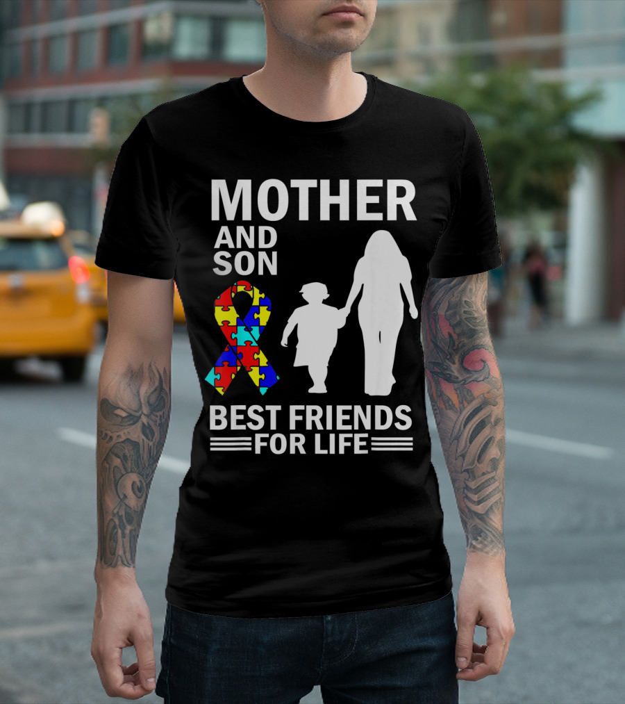 Mother And Son Autism Awareness Best Friends For Life Puzzle T-Shirt