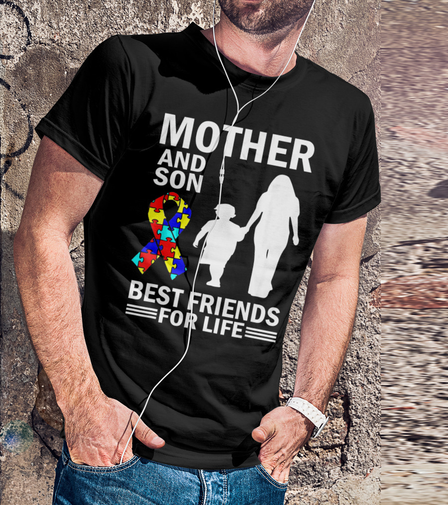 Mother And Son Autism Awareness Best Friends For Life Puzzle T-Shirt