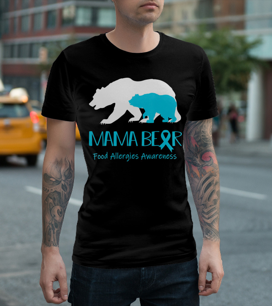 Mama Bear Food Allergies Awareness Ribbon T-Shirt