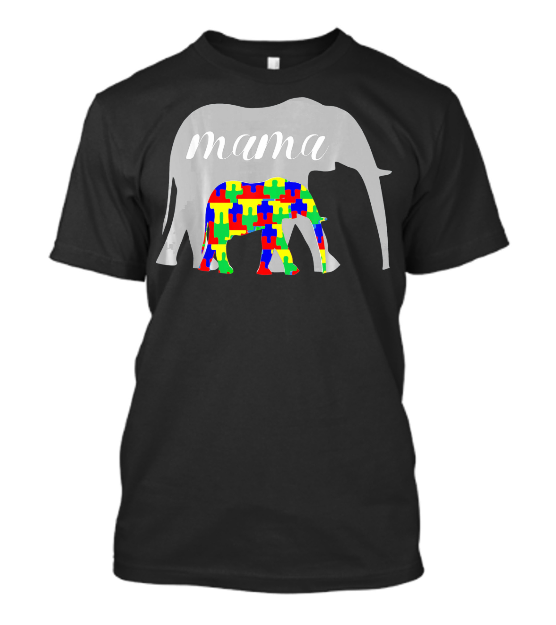 Mama Elephant Puzzle Autism Awareness T-Shirt
