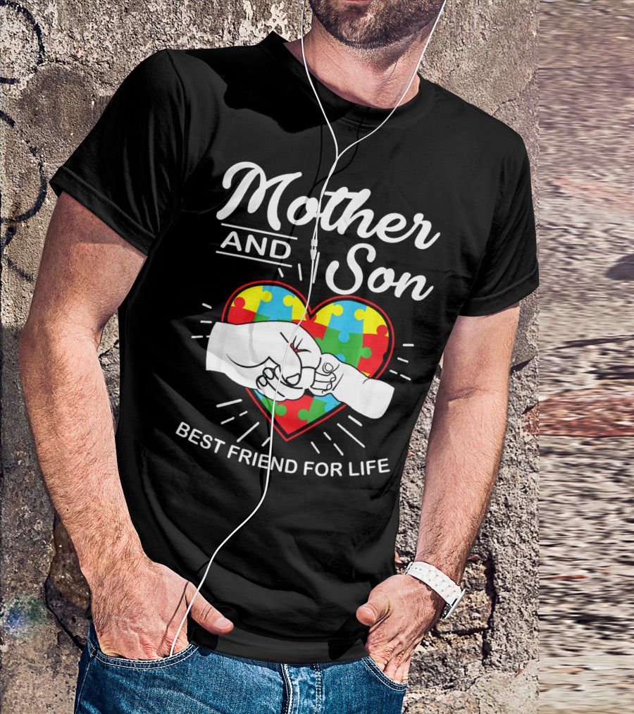 Mother And Son Autism Awareness Heart Best Friend For Life T-Shirt