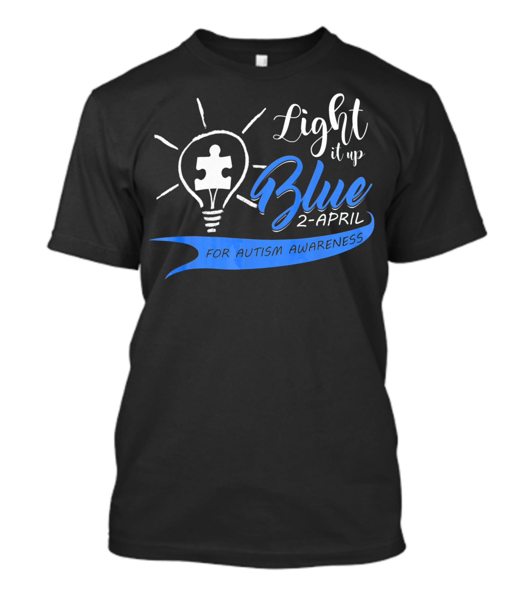 Light It Up Blue 2-April For Autism Awareness Puzzle Bulb T-Shirt