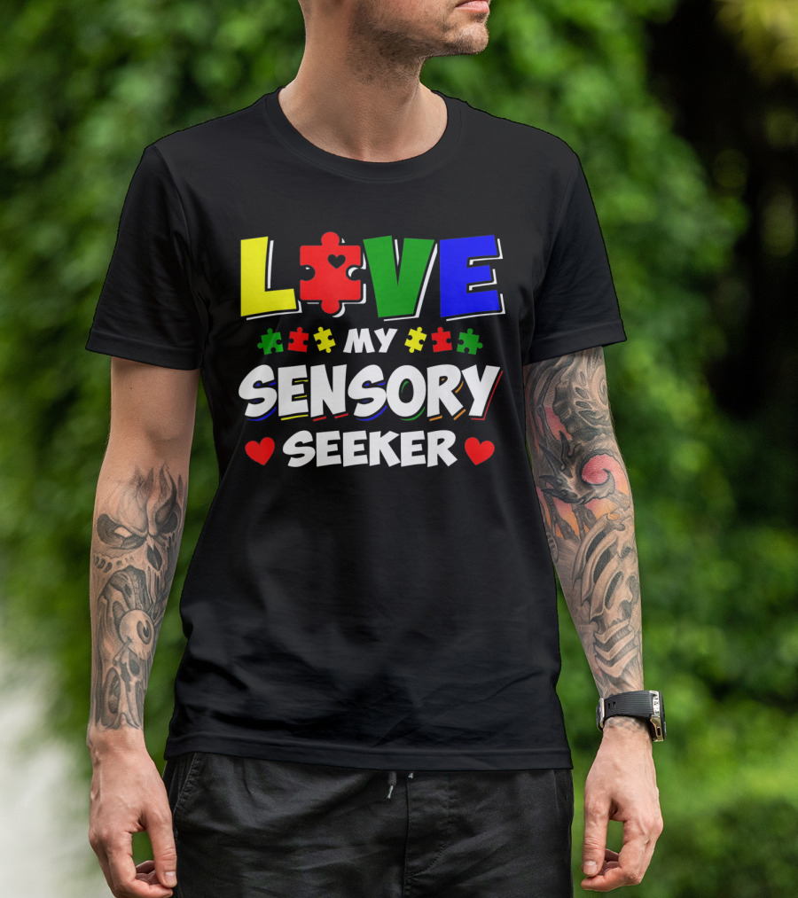 Love My Sensory Seeker Autism Awareness Day Puzzle T-Shirt