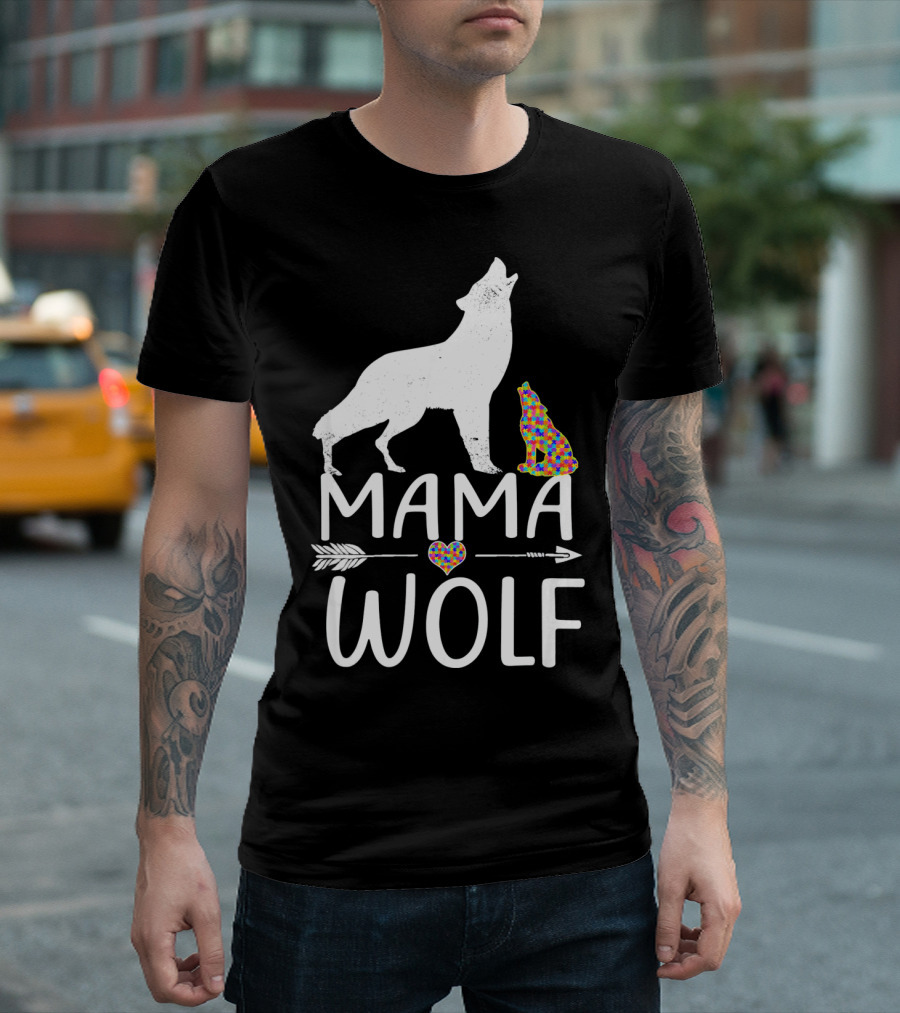 Mama Wolf Autism Awareness Autis T-Shirt