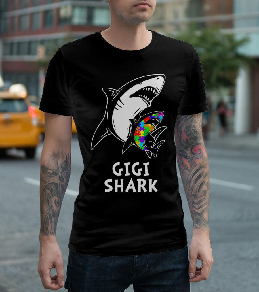 Gigi Shark Autism Awareness Puzzle Sharks T-Shirt