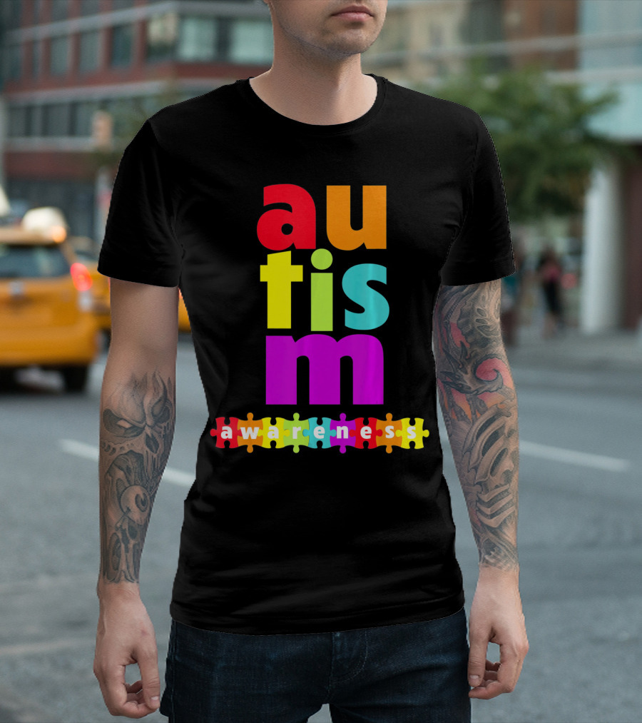 Autism Awareness Rainbow Puzzle Piece Autism Awareness T-Shirt