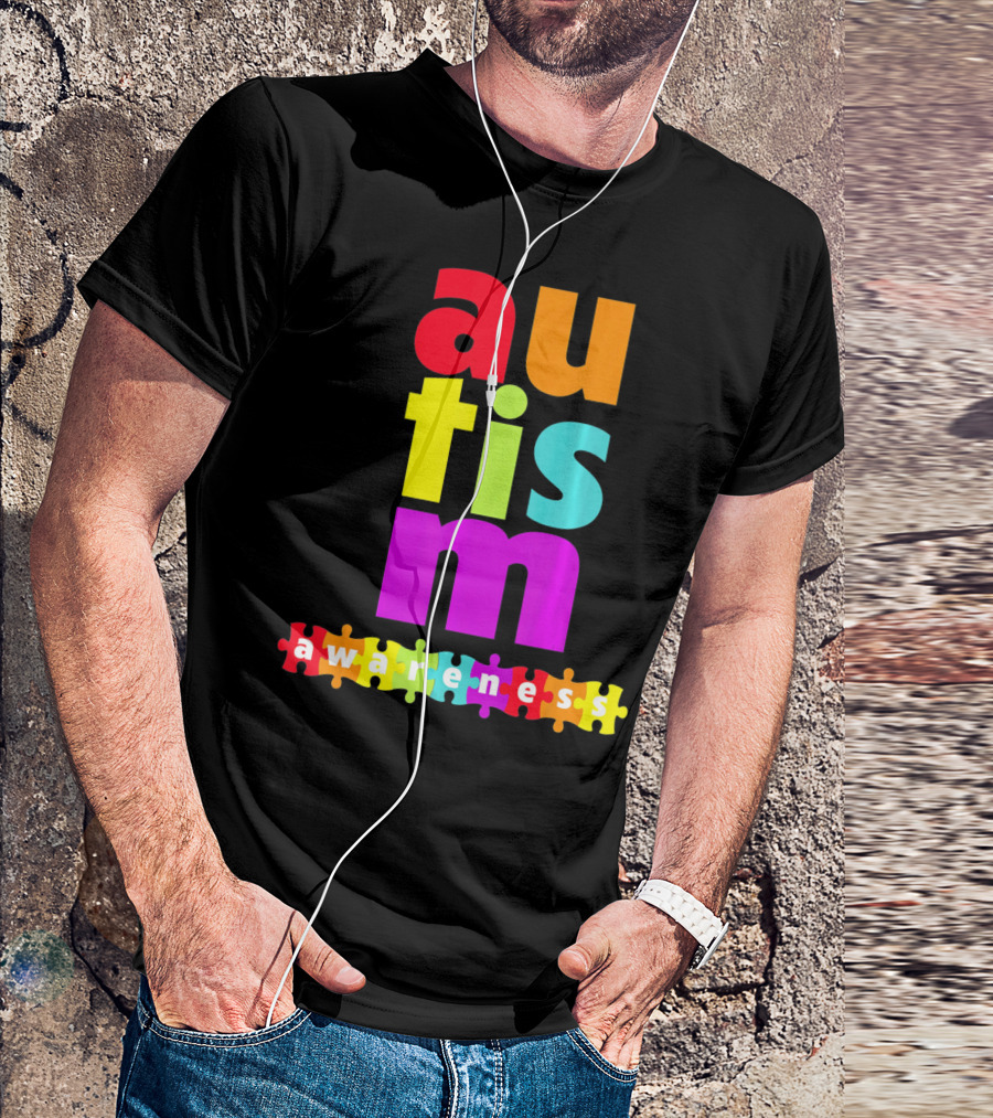 Autism Awareness Rainbow Puzzle Piece Autism Awareness T-Shirt