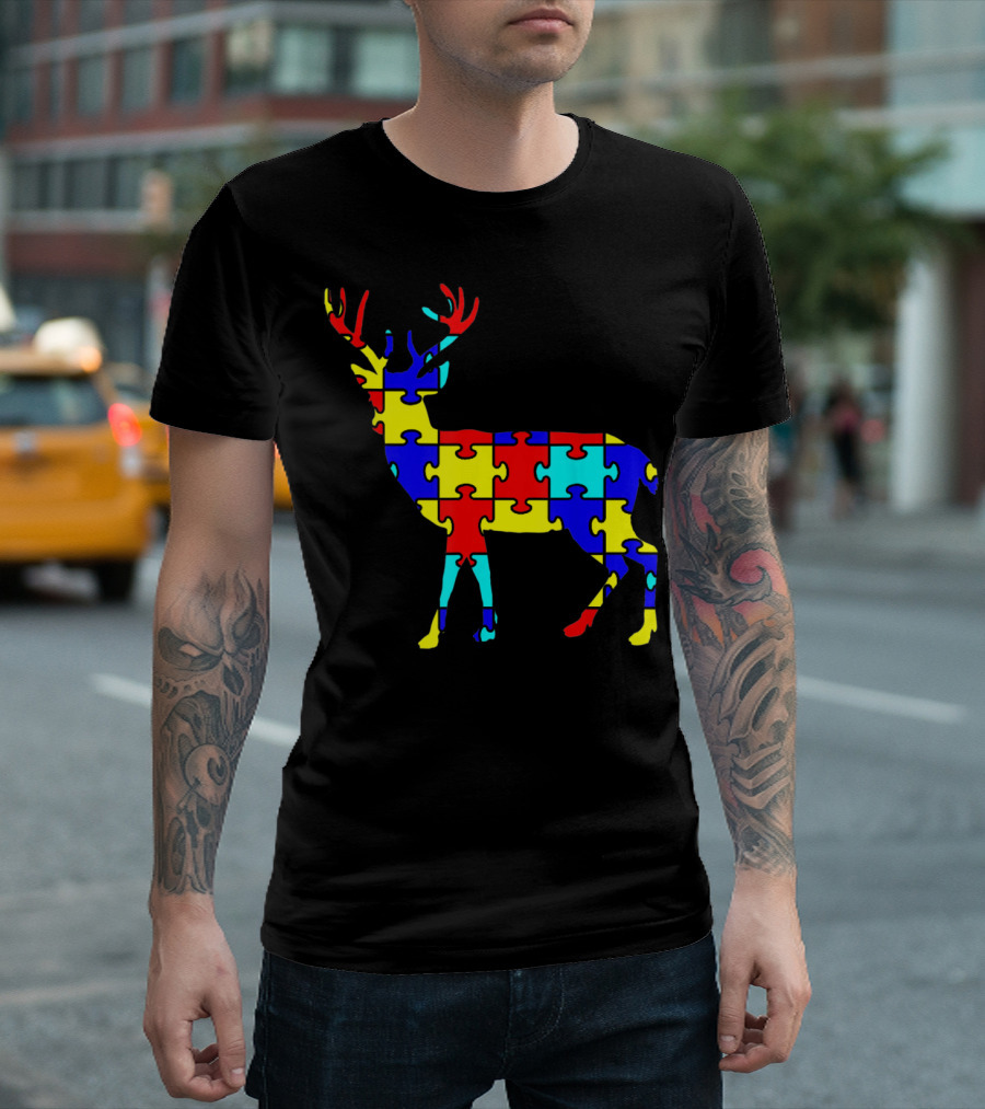 Deer Puzzle Autism Awareness Wildlife T-Shirt