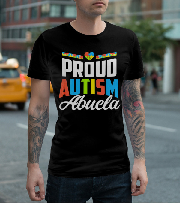 Proud Autism Abuela Heart Puzzle Awareness Support T-Shirt