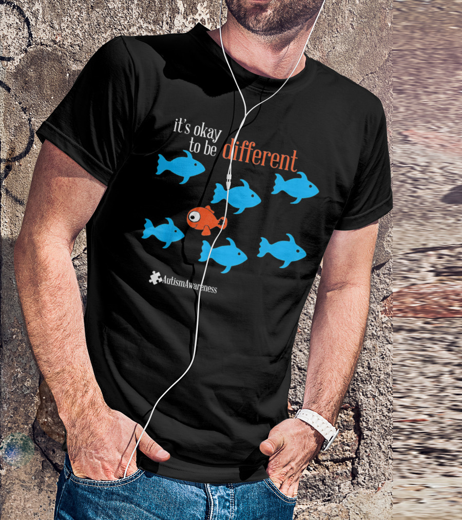 It's Okay To Be Different Autism Awareness Puzzle Fish T-Shirt