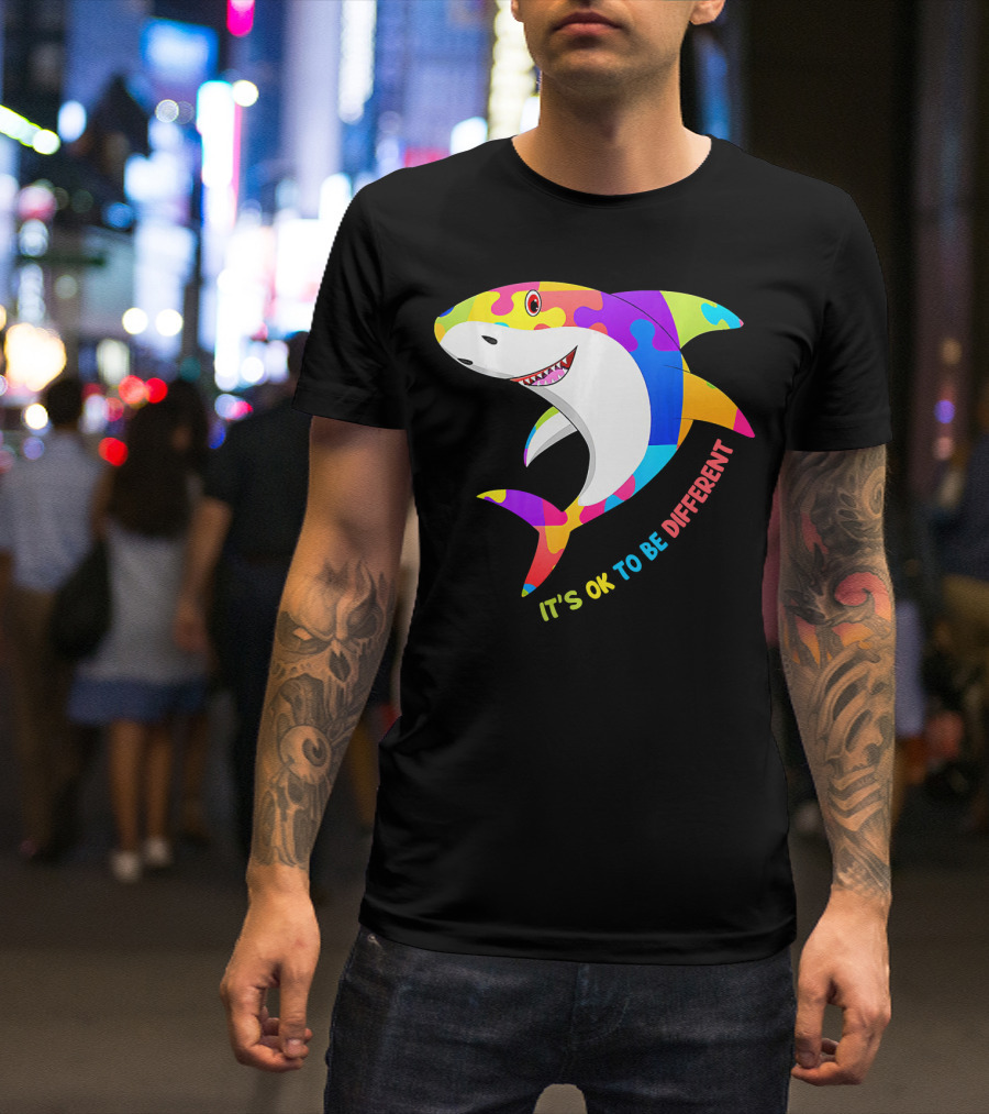 It's Ok To Be Different Shark Autism Awareness T-Shirt