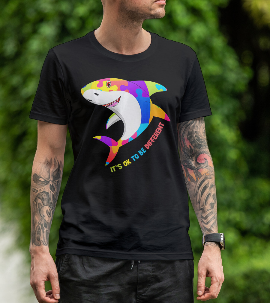 It's Ok To Be Different Shark Autism Awareness T-Shirt