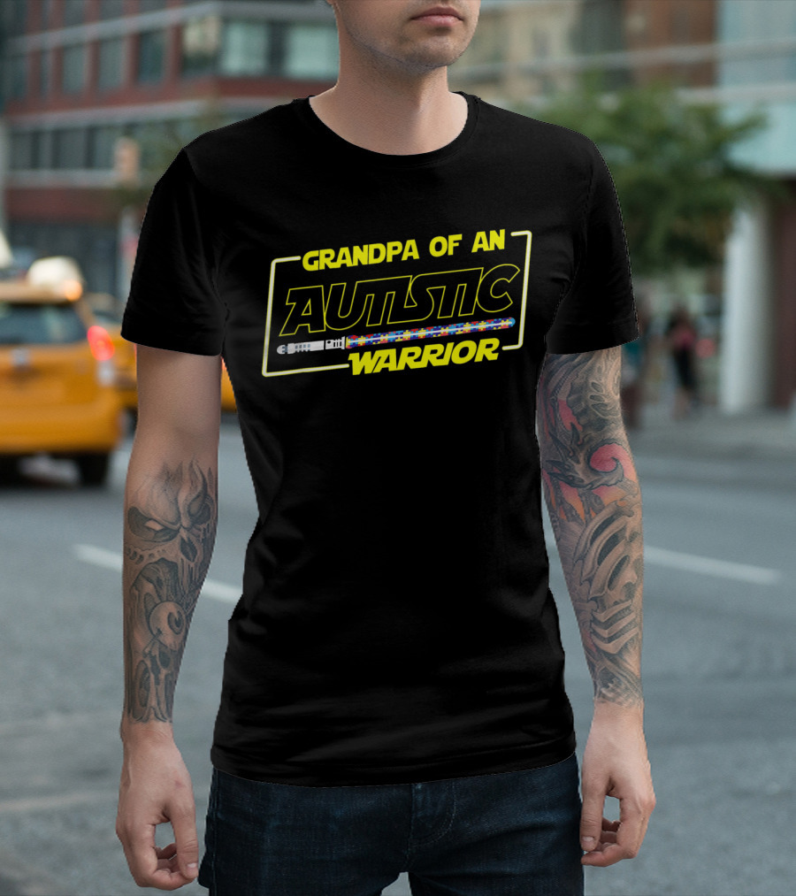 Grandpa Of An Autistic Warrior Autism Awareness T-Shirt