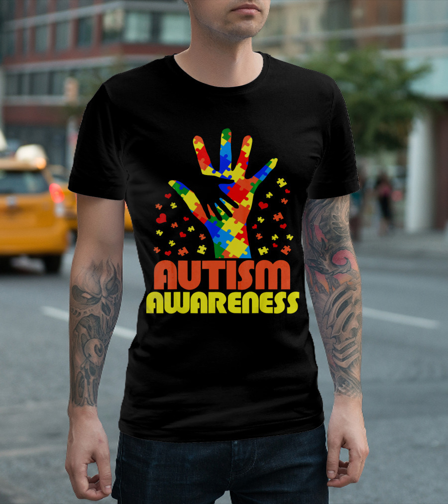 Autism Awareness Puzzle Piece Hand Son Daughter T-Shirt