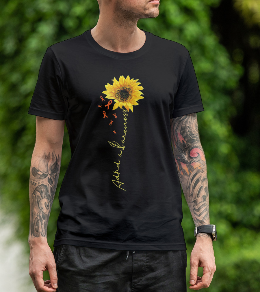 ADHD Awareness Sunflower Ribbon Warrior T-Shirt