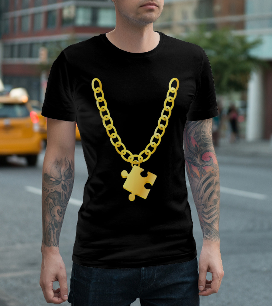Original Autism Awareness Gold Puzzle Necklace T-Shirt