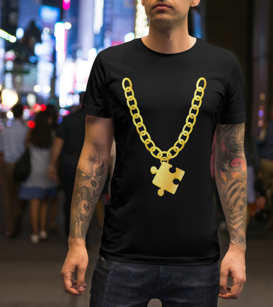 Original Autism Awareness Gold Puzzle Necklace T-Shirt