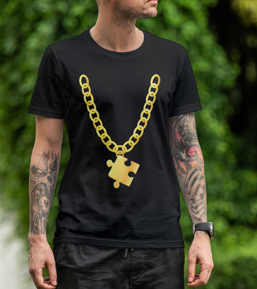 Original Autism Awareness Gold Puzzle Necklace T-Shirt