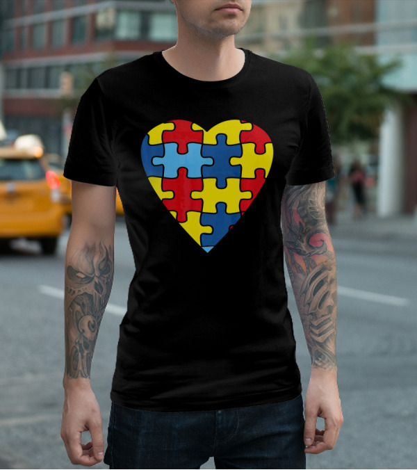 No Words Just Love Puzzle Heart Autism Awareness T-Shirt