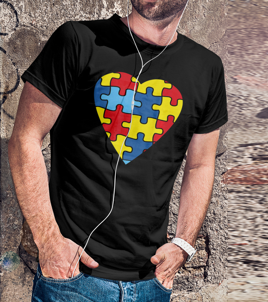 No Words Just Love Puzzle Heart Autism Awareness T-Shirt