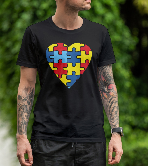 No Words Just Love Puzzle Heart Autism Awareness T-Shirt