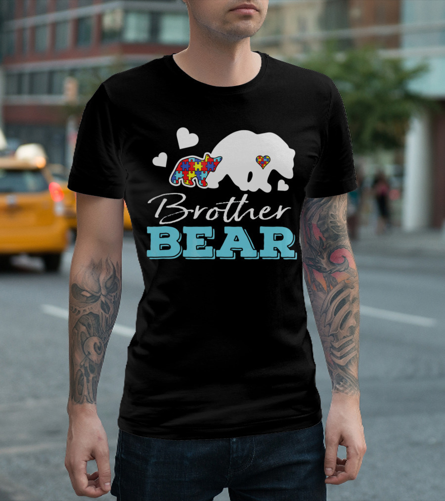 Brother Bear Puzzle Heart Autism Awareness T-Shirt