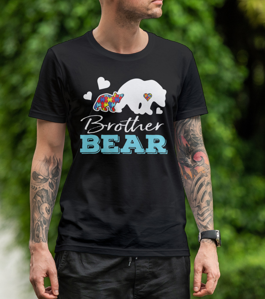Brother Bear Puzzle Heart Autism Awareness T-Shirt