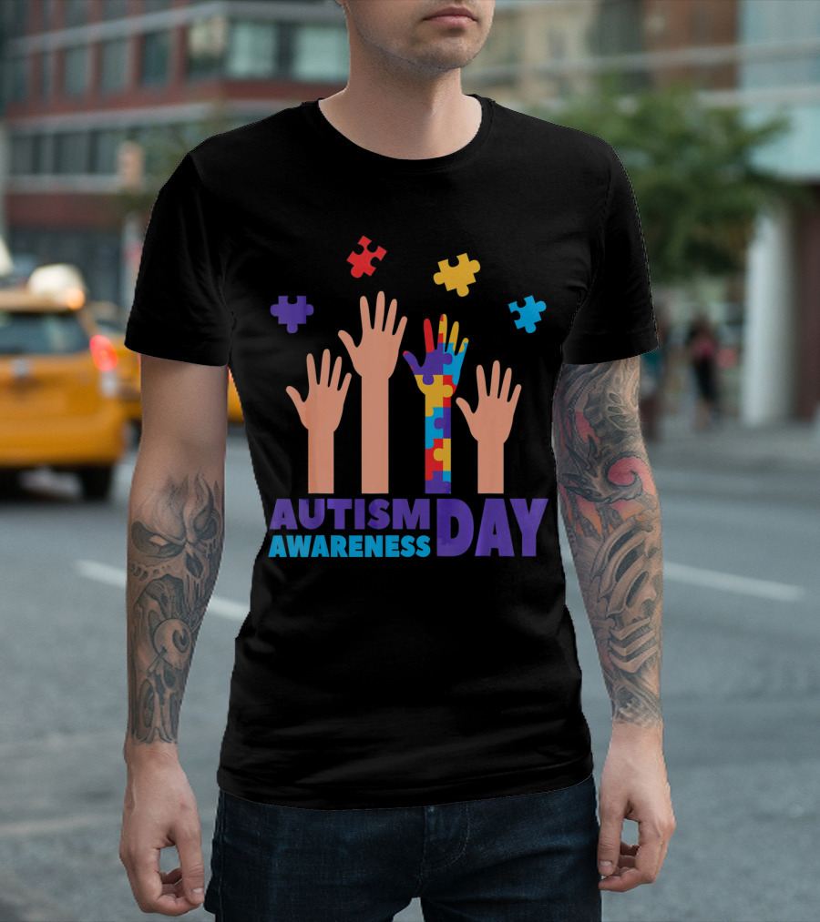 Autism Awareness Day Hands Puzzles T-Shirt