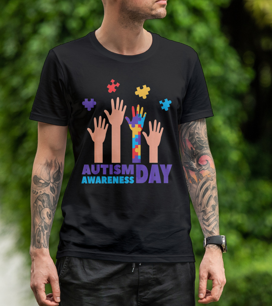 Autism Awareness Day Hands Puzzles T-Shirt