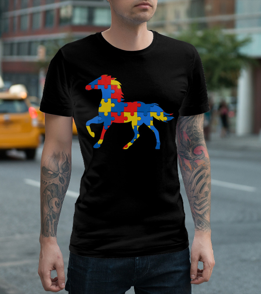 Autism Awareness Puzzle Horse T-Shirt